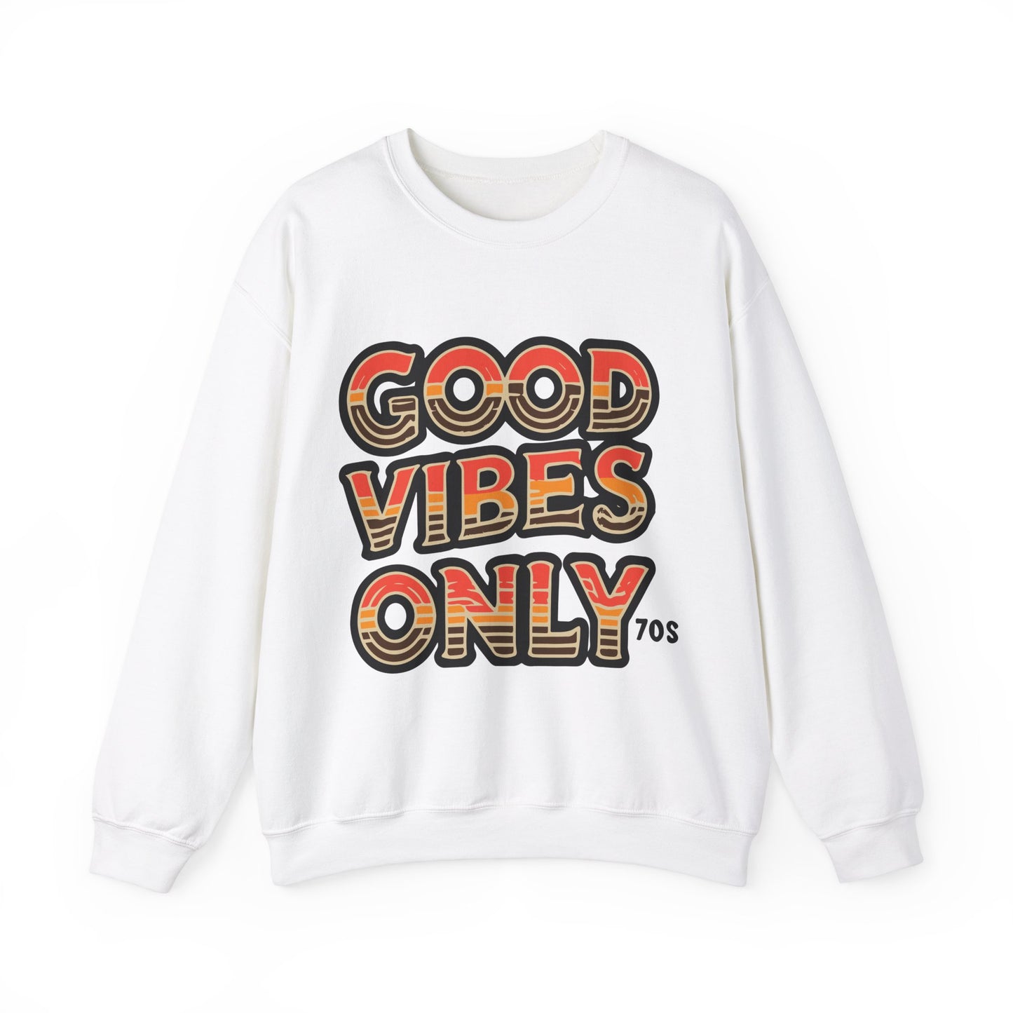 Retro 70s Good Vibes Only Crewneck Sweatshirt