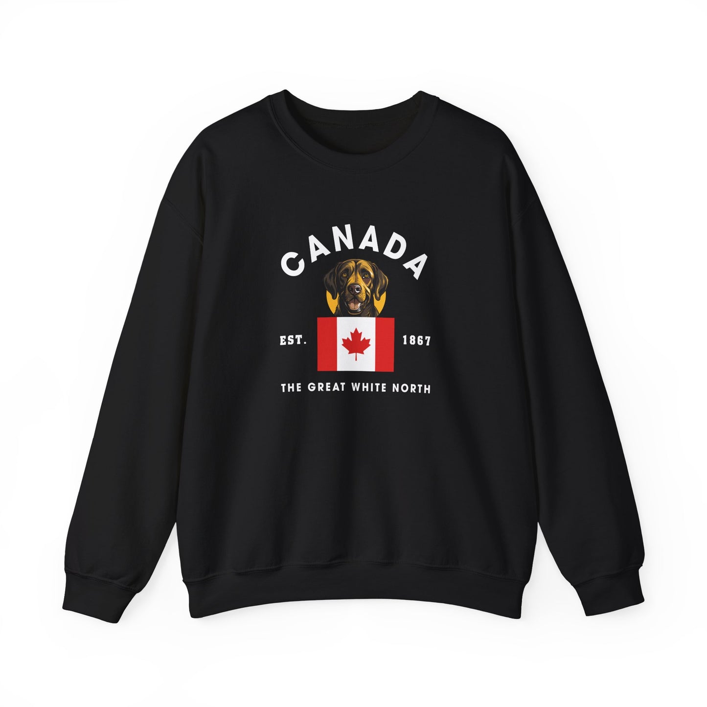 Labrador and Canadian Flag Crewneck Sweatshirt, Great White North