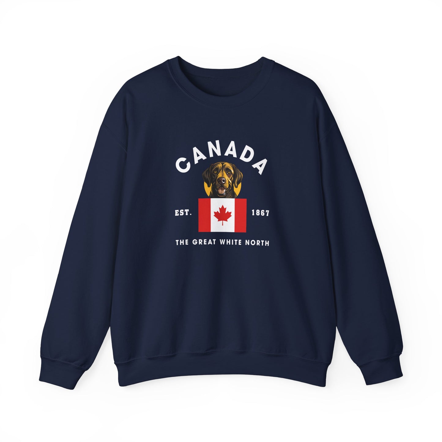 Labrador and Canadian Flag Crewneck Sweatshirt, Great White North